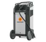 Portable industrial battery charger on wheels.